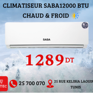 CLIMATISEUR SABA 12000 BTU CHAUD ET FROID SABW12H/W